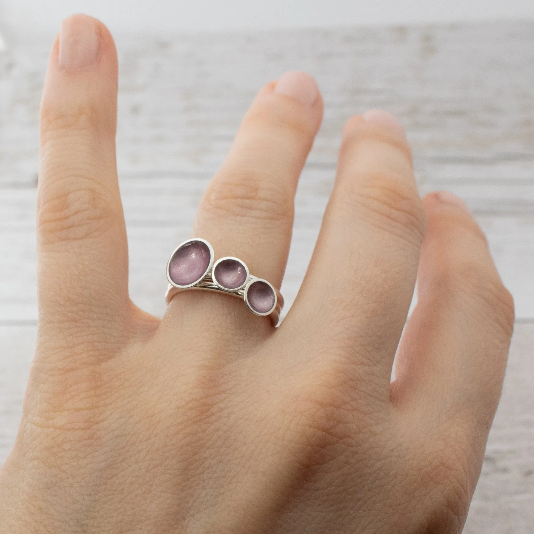 Enamel Triple Ring Stack