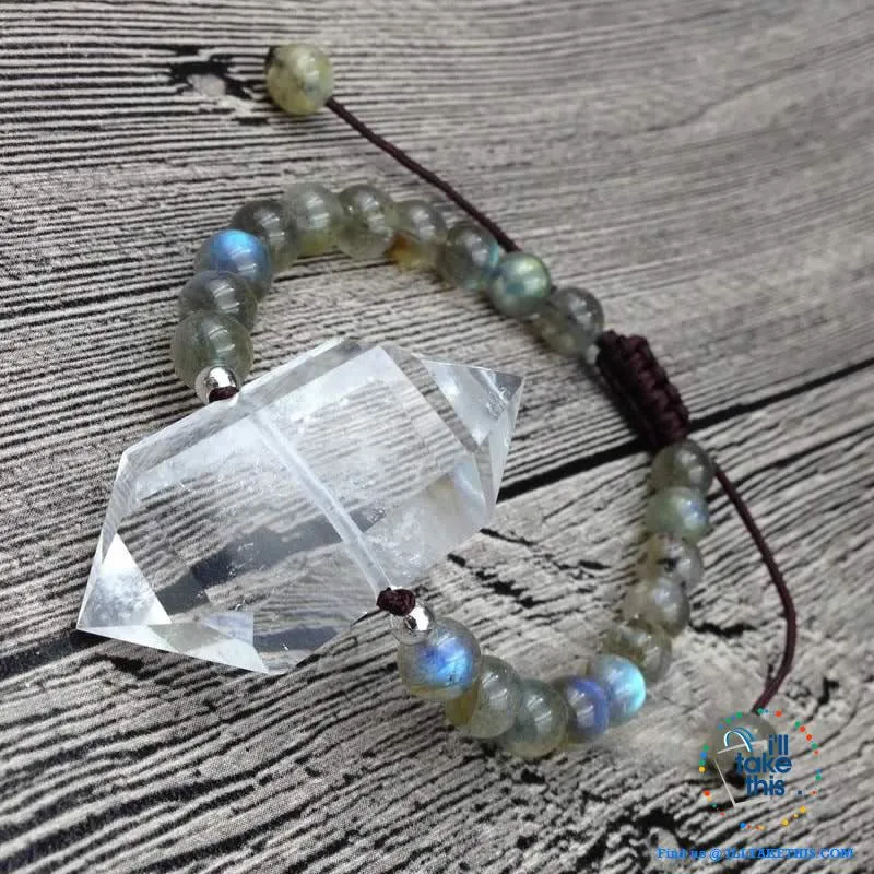 Energy   Destiny Natural Quartz and Labradorite stone Bracelet