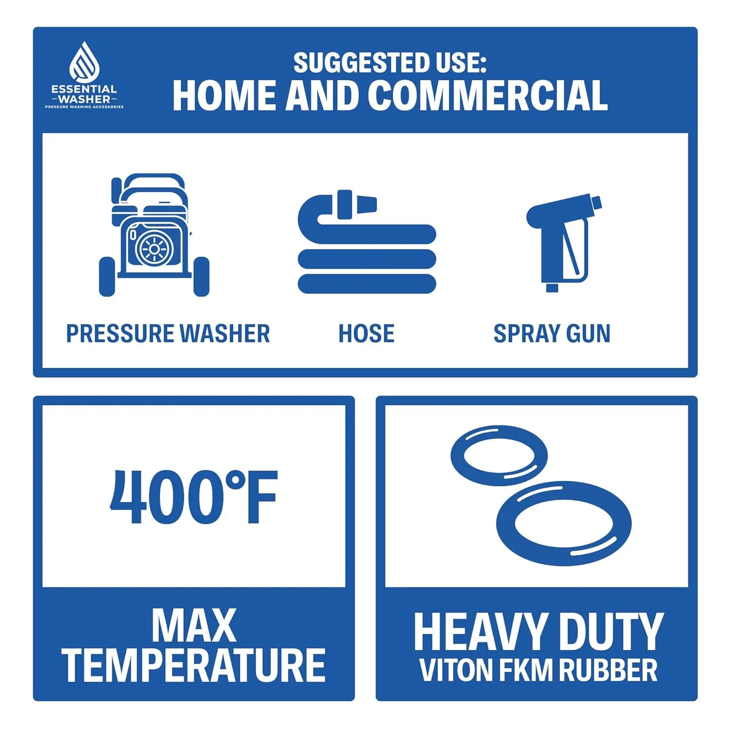 Essential Washer 3/8" Pressure Washer O Rings, Pack of 10, O-Rings for Pressure Washer Hose, Durable Pressure Washer Hose O Rings