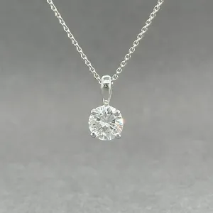 Estate 14K W Gold 0.74ct D/VS1 Diamond Pendant GIA