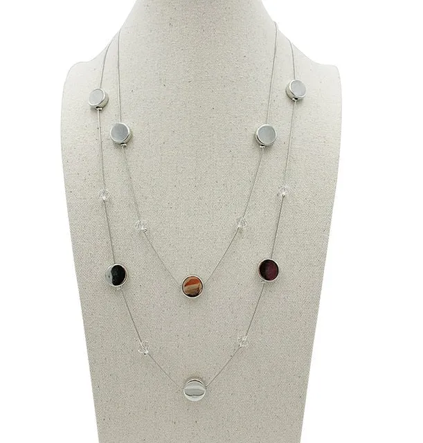 Europe Fashion Crystal Jewelry Accessories Alloy Bead Long Necklace Sweater Chain Necklaces & Pendants For Women