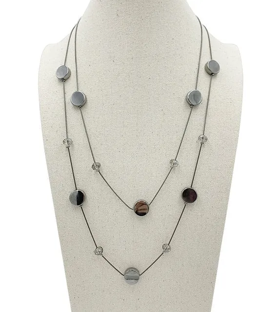 Europe Fashion Crystal Jewelry Accessories Alloy Bead Long Necklace Sweater Chain Necklaces & Pendants For Women