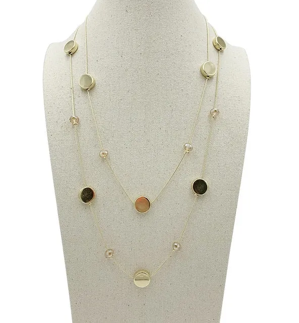 Europe Fashion Crystal Jewelry Accessories Alloy Bead Long Necklace Sweater Chain Necklaces & Pendants For Women