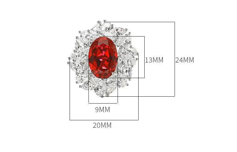 Excellent Lab Created Ruby Flower Ring Set with High Quality AAAAA High Carbon Diamonds, Versatile Luxury Jewellery