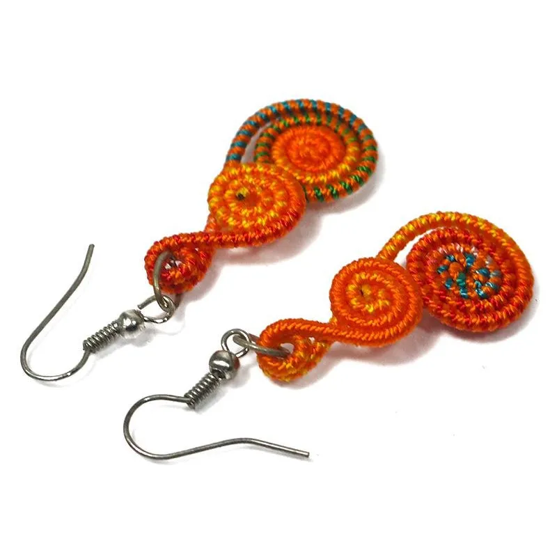 Fabric Spiral Hilltribe Earrings, B