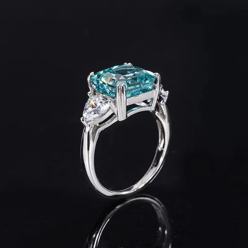 Fabulous Radiant Cut Mint Green Square 5 Carat High Quality AAAAA High Carbon Diamond Finish Party Engagement Ring
