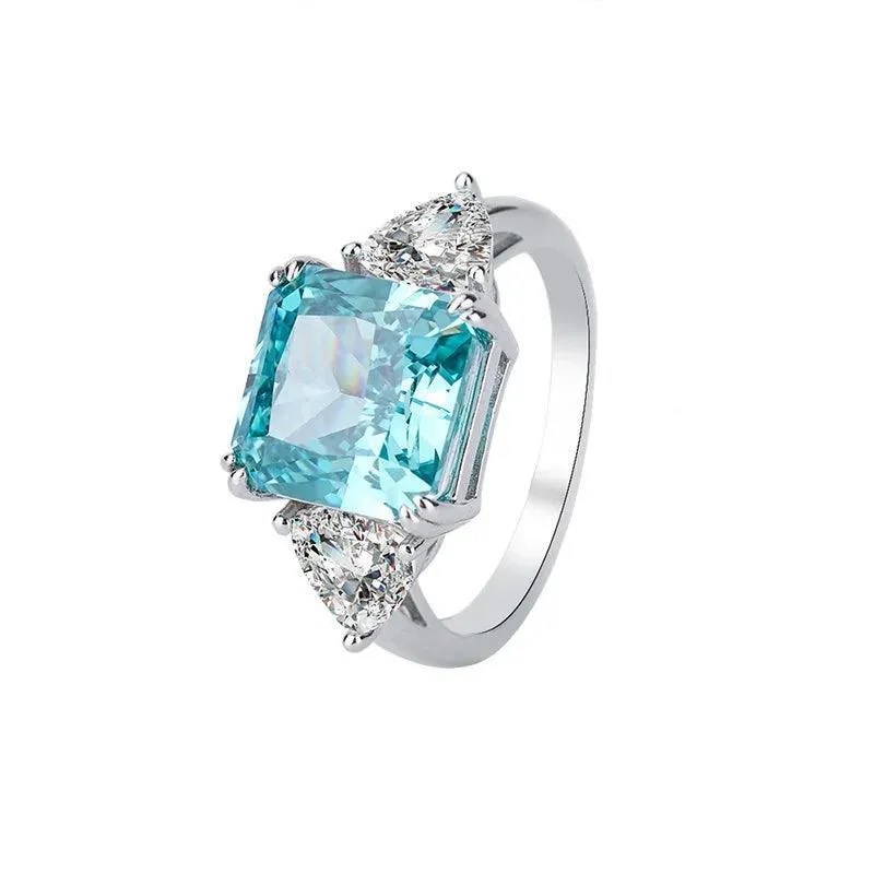 Fabulous Radiant Cut Mint Green Square 5 Carat High Quality AAAAA High Carbon Diamond Finish Party Engagement Ring