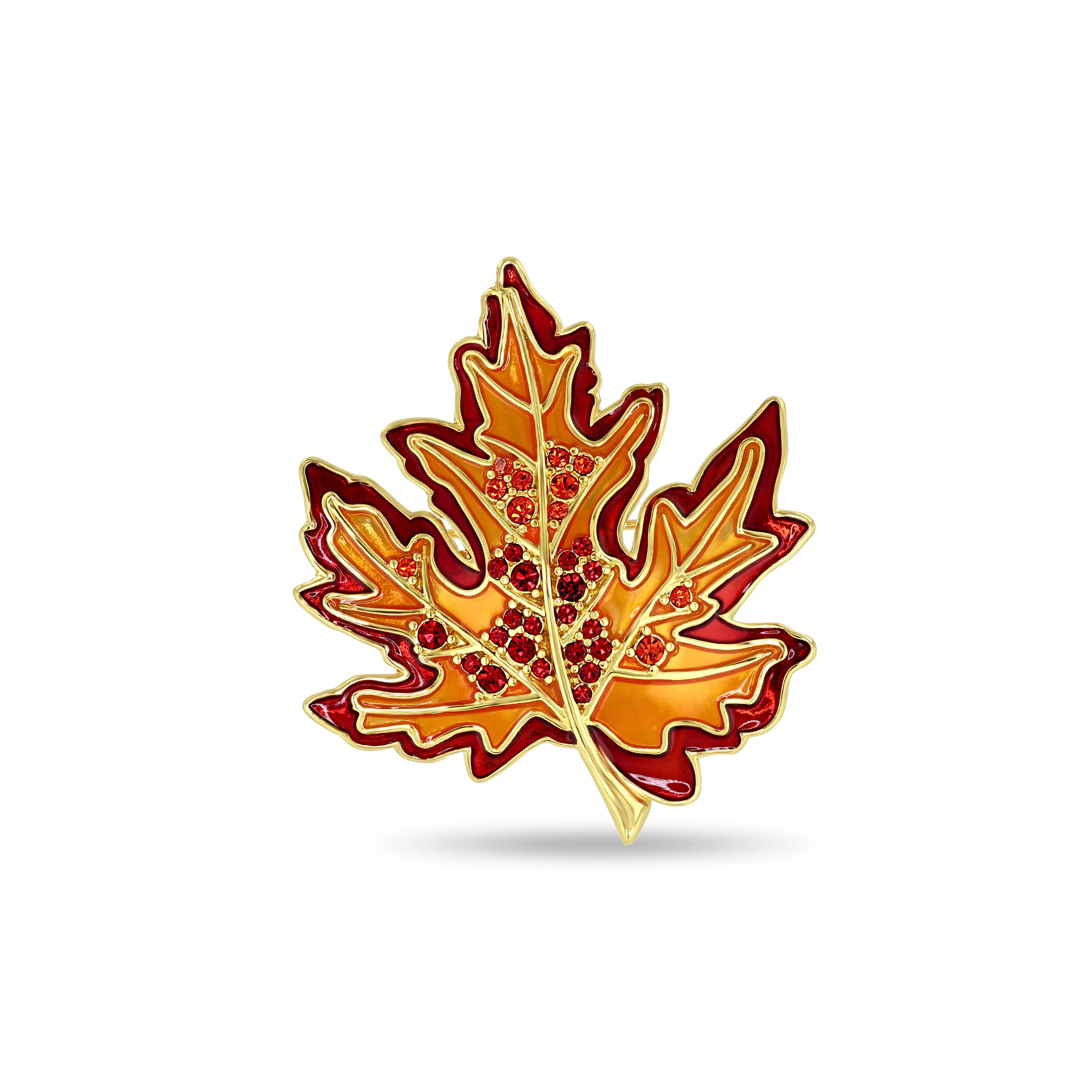 Fall Foliage Multicolor Maple Leaf Pin Pendant by Ritzy Couture DeLuxe - 18k Gold Plated