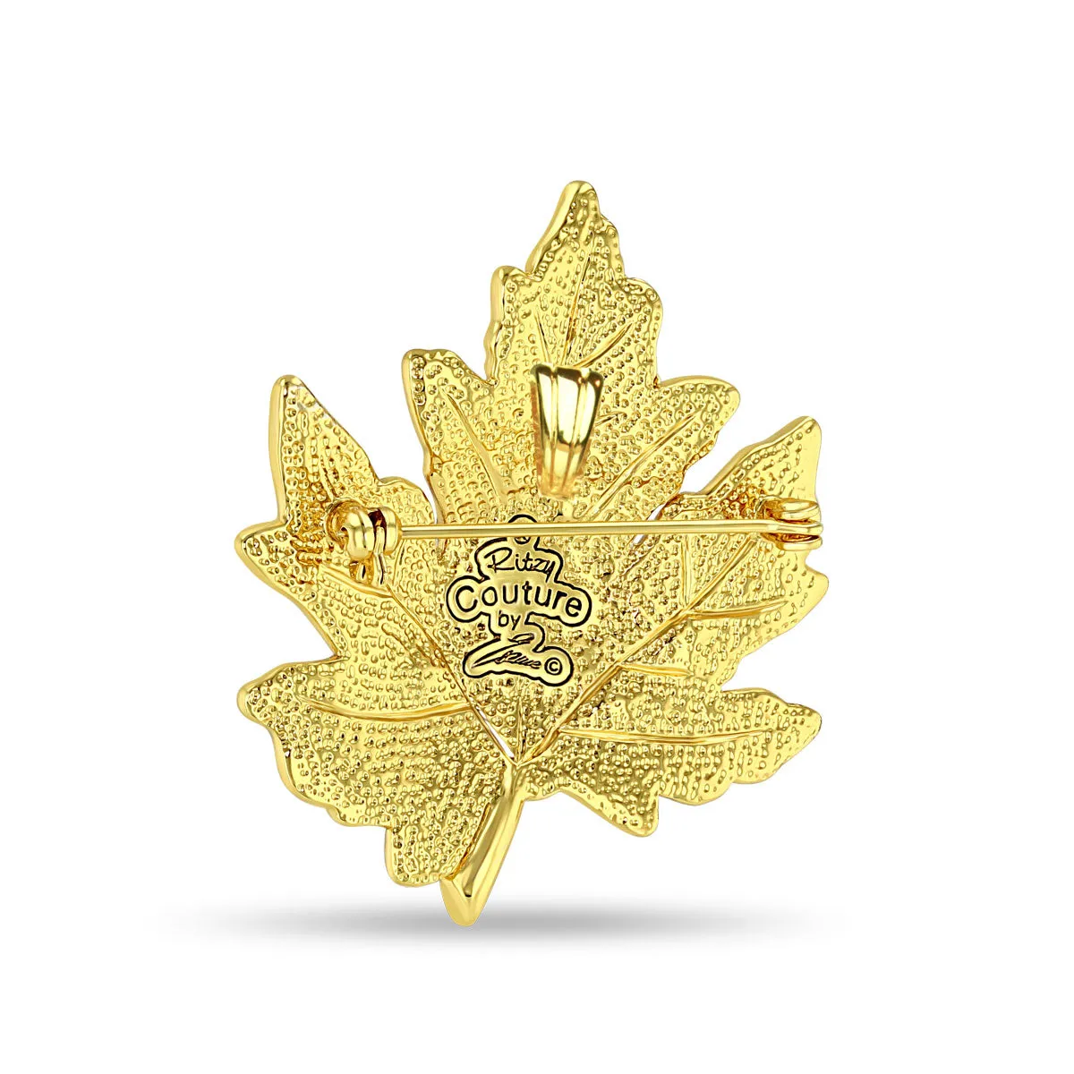 Fall Foliage Multicolor Maple Leaf Pin Pendant by Ritzy Couture DeLuxe - 18k Gold Plated