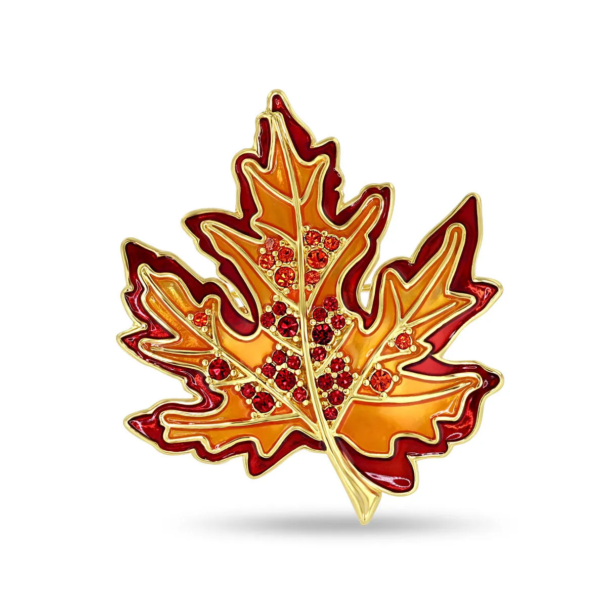 Fall Foliage Multicolor Maple Leaf Pin Pendant by Ritzy Couture DeLuxe - 18k Gold Plated
