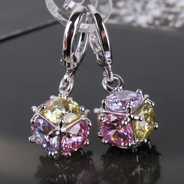 Fashion 18K Gold Plated Drop Earrings for Women Long Dangle Earing Crystal CZ Zircon Statement Wedding Ball Jewelry