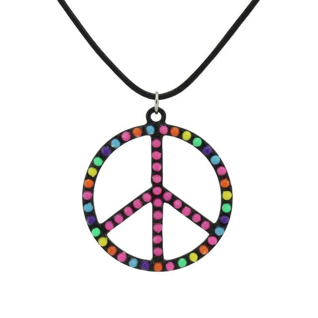 Fashion Black Tone Anti-war Signs Pendant Necklace