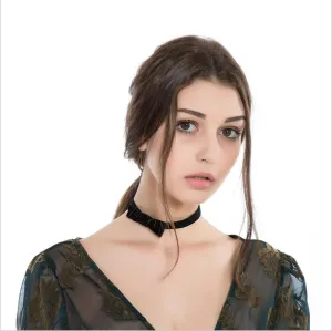 Fashion Black Trendy Flocked Cloth Bow knot Collar Necklaces for Women