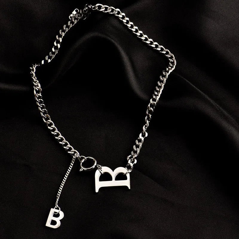 Fashion exaggeration B letter stainless steel necklace for women