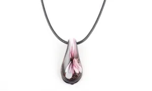 Fashion Flower Lampwork Water Drop Shape Pendant Necklace