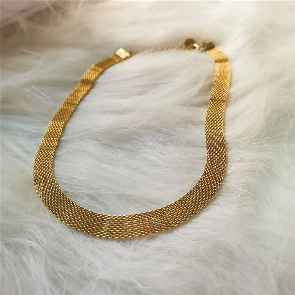 Fashion  Hip-hop Gold Color 8MM Width Snake Bone Chain Geometric Necklaces