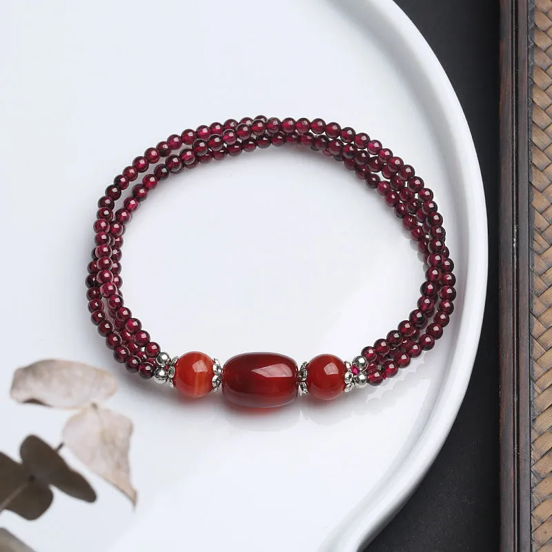 Fashion Personality Natural Three-in-One Garnet Bracelet
