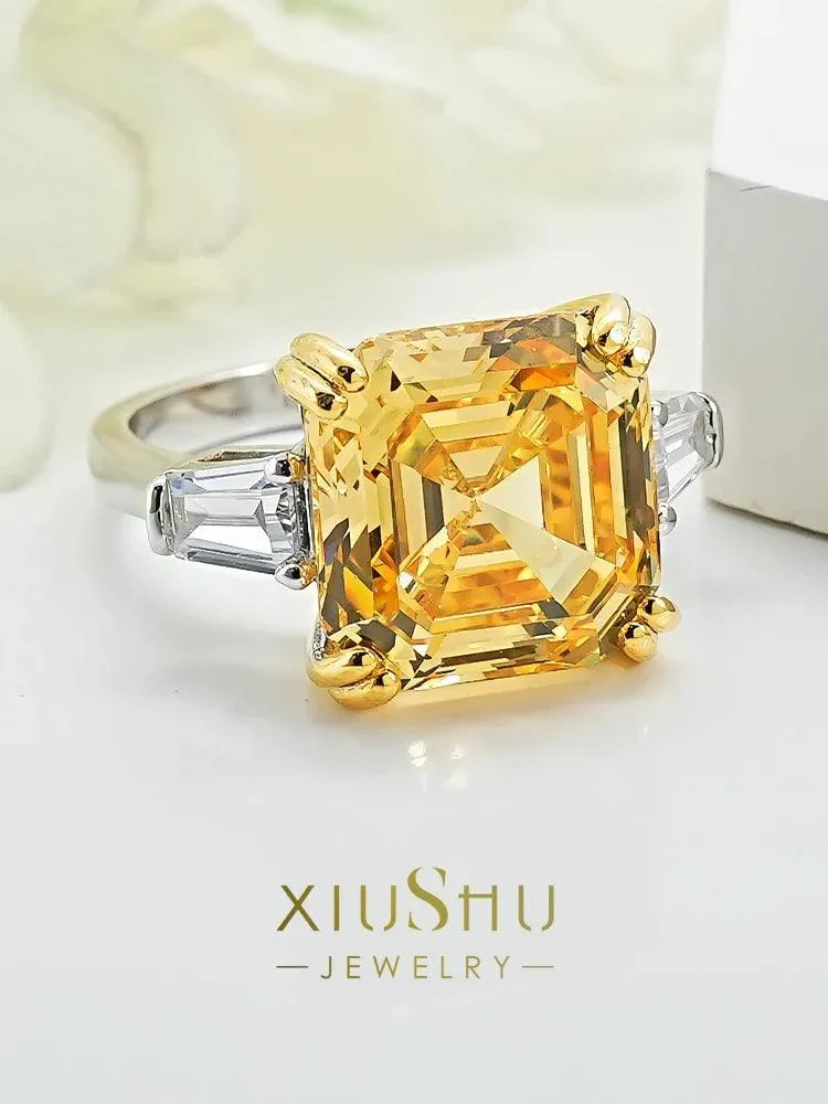 Fashionable Asscher Cut Pagoda High Quality AAAAA High Carbon Diamond Ring Set with Versatile Elegant Fine Jewellery