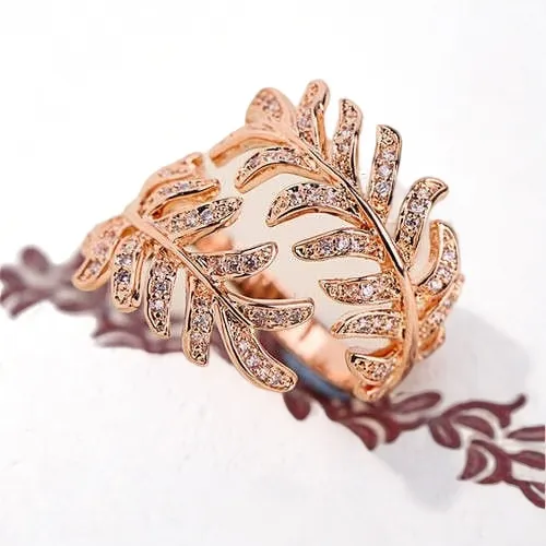 Feathered Zirconia: 18K Rose Gold Ring