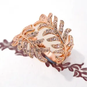 Feathered Zirconia: 18K Rose Gold Ring