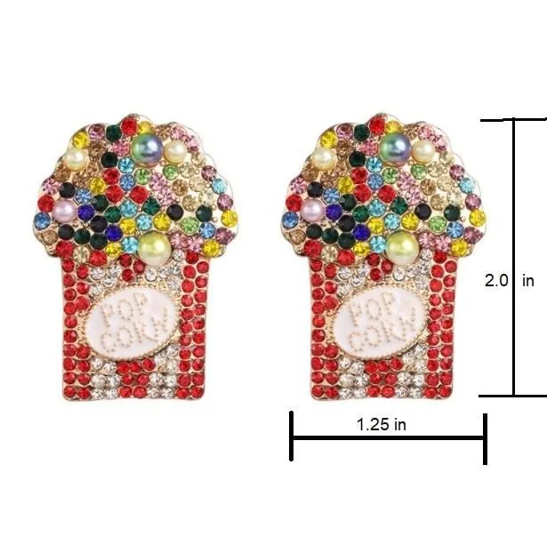 Festive Colorful Rhinestone Popcorn Earrings
