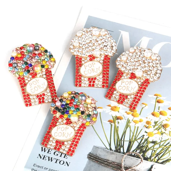 Festive Colorful Rhinestone Popcorn Earrings