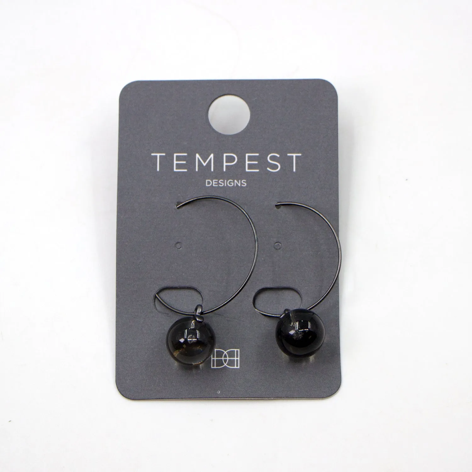 Fine hoop and resin ball contemporary earrings