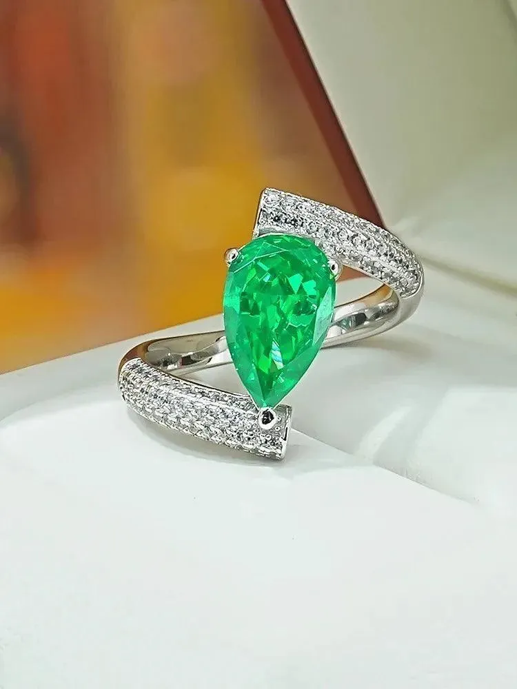 Fine Niche Design Water Drop Cross Ring with AAAAA High Carbon Diamond Big Rings - Versatile  Personality Jewellery