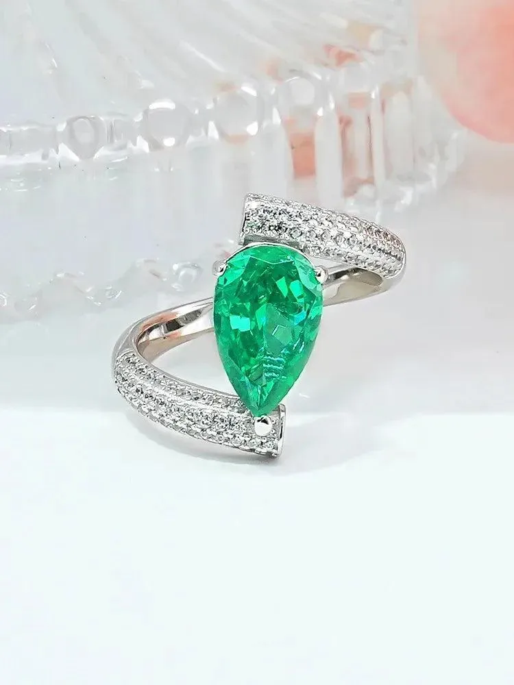 Fine Niche Design Water Drop Cross Ring with AAAAA High Carbon Diamond Big Rings - Versatile  Personality Jewellery
