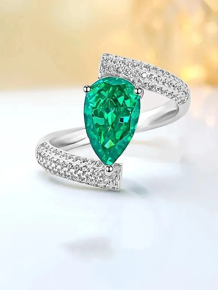 Fine Niche Design Water Drop Cross Ring with AAAAA High Carbon Diamond Big Rings - Versatile  Personality Jewellery