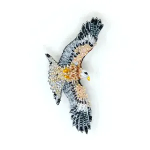 Flying Red Kite Hand-Embroidered Brooch Pin