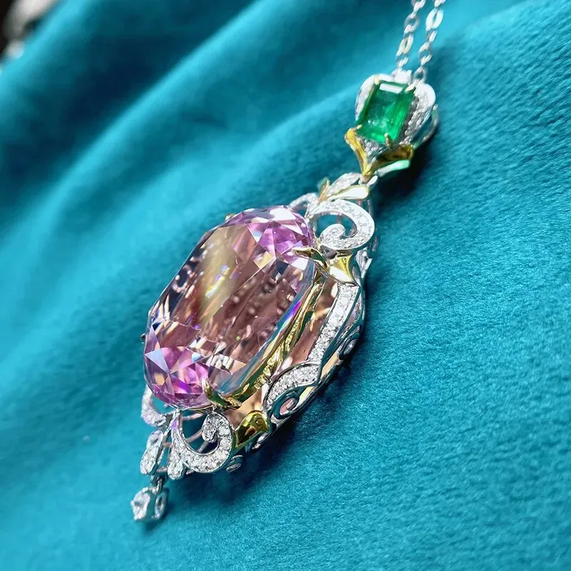 Foydjew Luxury Simulation Pink Diamond Pink Morgan Stone Pendant