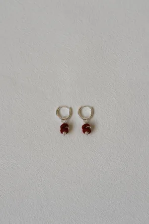 French 925 Sterling Silver Red Pendant Earrings