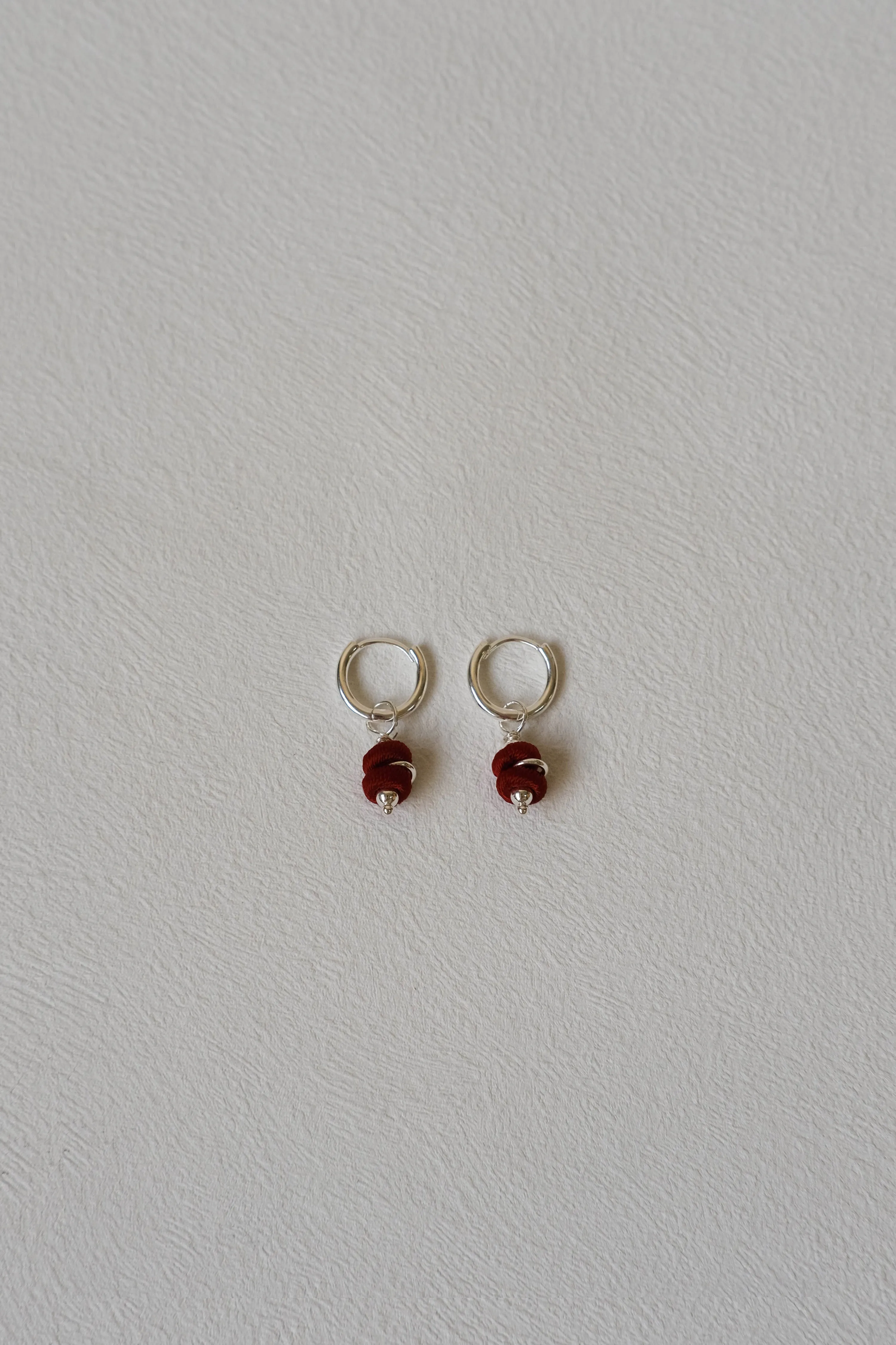 French 925 Sterling Silver Red Pendant Earrings