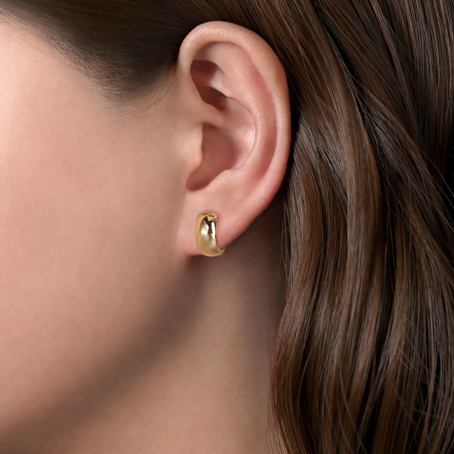 Gabriel 14K Yellow Gold 6mm x 12mm Contemporary Huggie Style Earrings