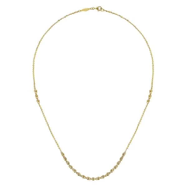 Gabriel & Co. Yellow Gold Beaded Station Necklace