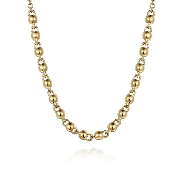 Gabriel & Co. Yellow Gold Beaded Station Necklace