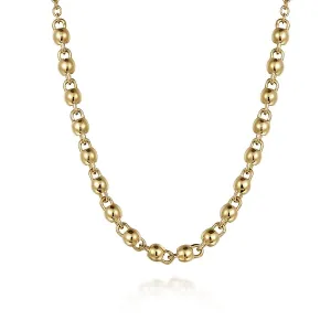Gabriel & Co. Yellow Gold Beaded Station Necklace
