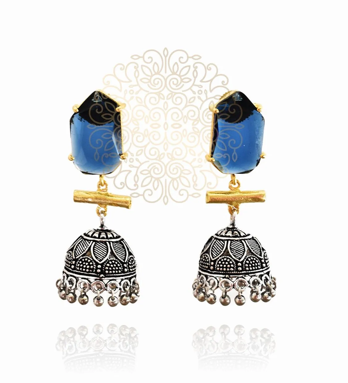 German Silver Stone Earrings