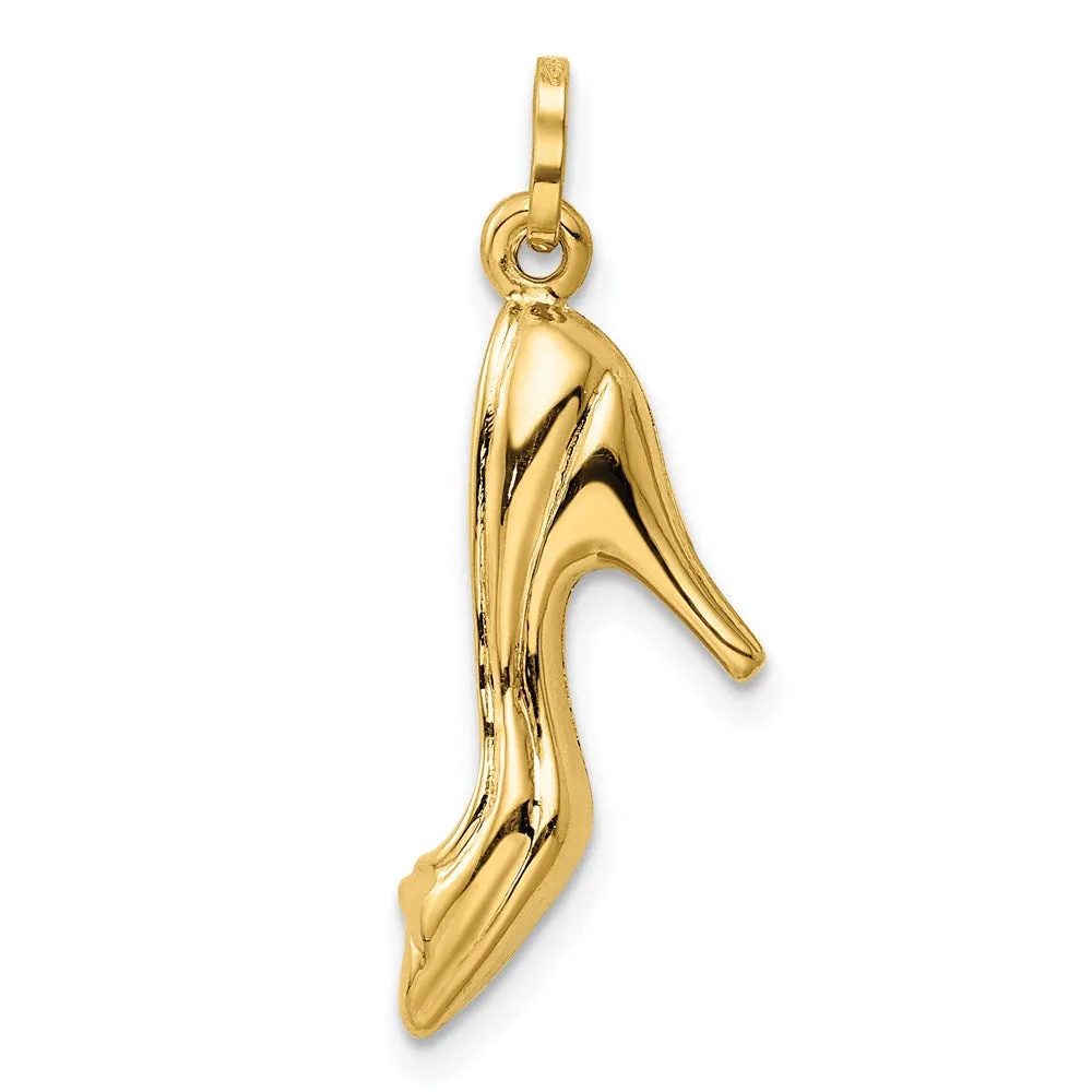Gold 3D High Heel Shoe Pendant