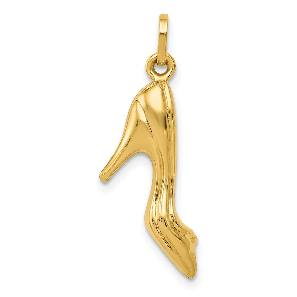 Gold 3D High Heel Shoe Pendant