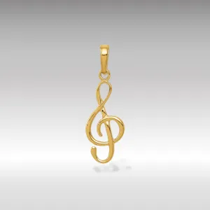 Gold Classic 3D Treble Clef Pendant