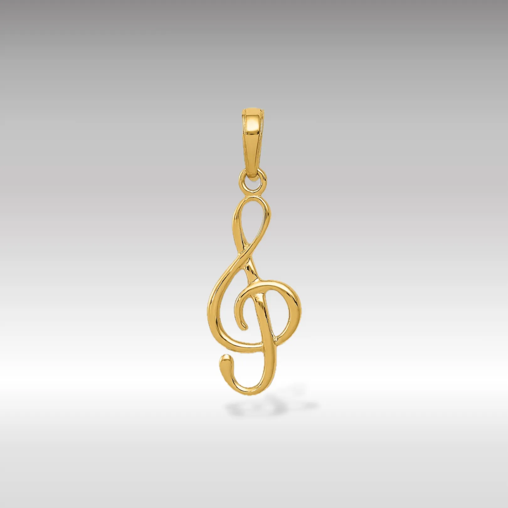 Gold Classic 3D Treble Clef Pendant