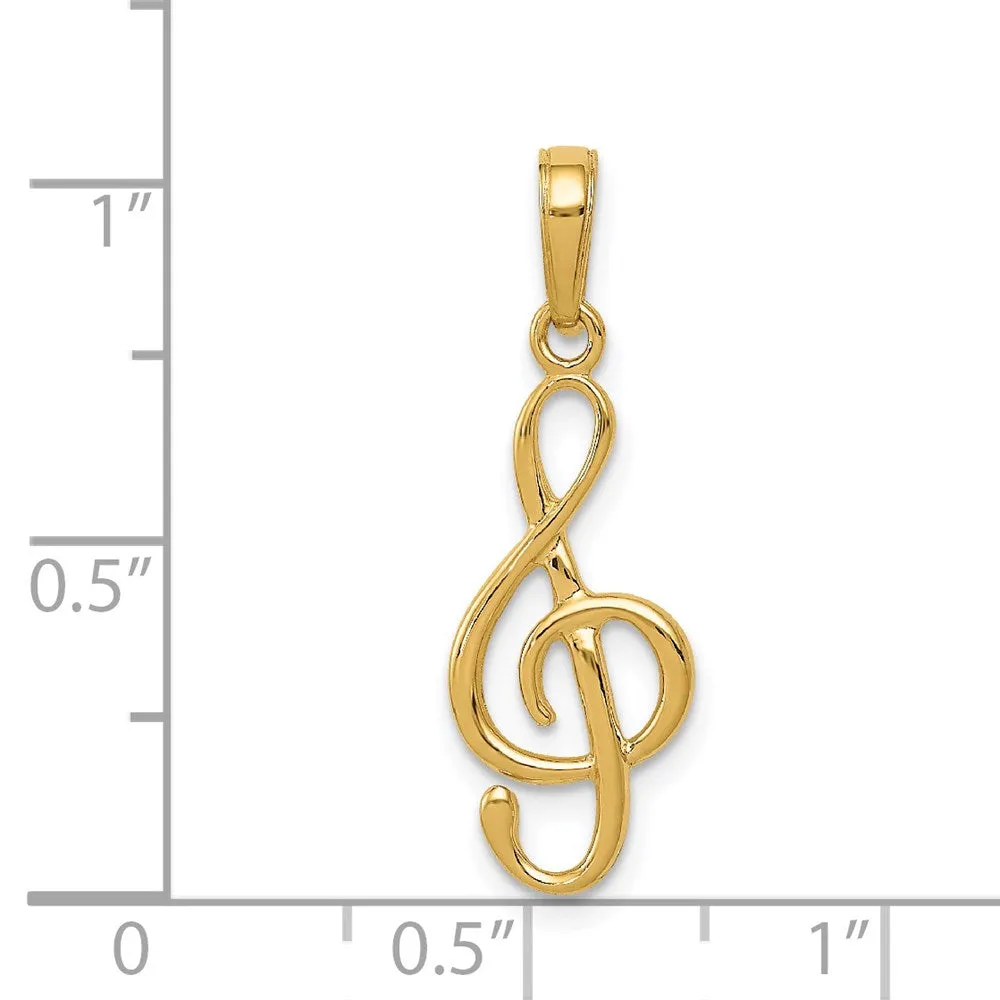 Gold Classic 3D Treble Clef Pendant