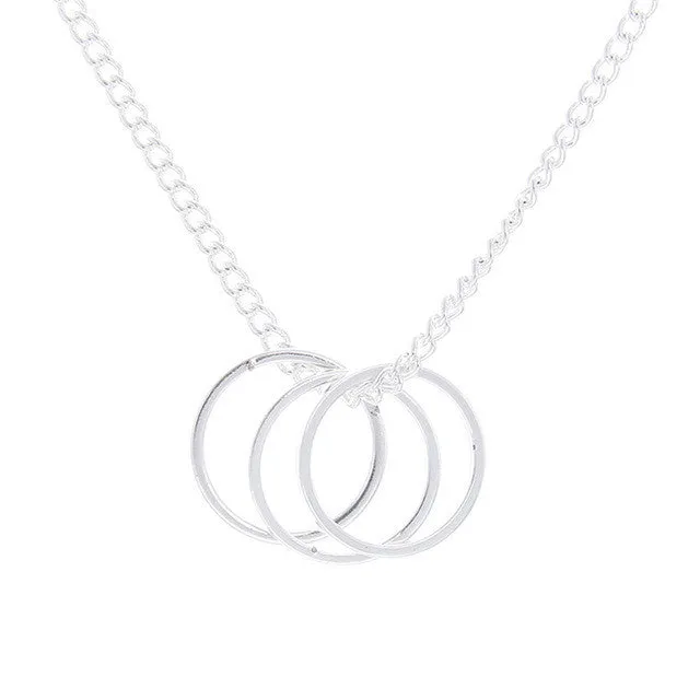 Gold color Silver color Three Circle Necklace