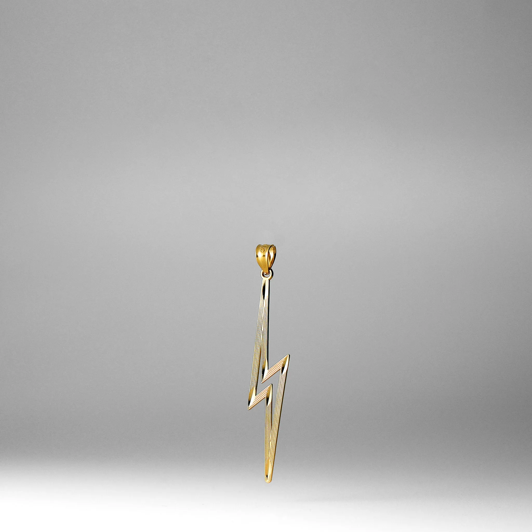 Gold Diamond-Cut Polished Lightning Bolt Pendant
