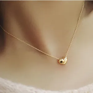Gold Heart Bib Statement Chain Pendant Necklace
