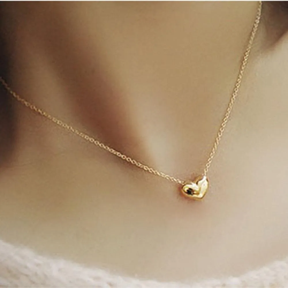 Gold Heart Bib Statement Chain Pendant Necklace