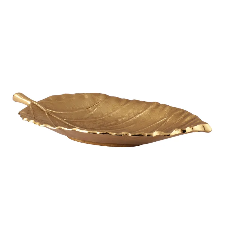 Gold Leaf Decorative Serving Tray Platter | Set of 2