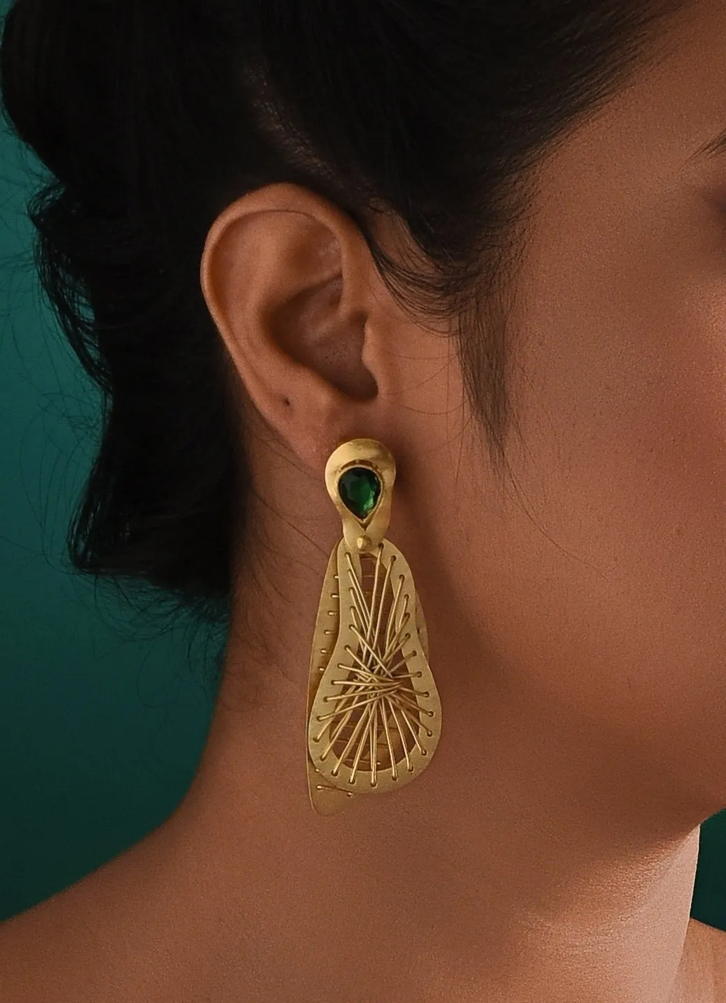 Gold Plated Contemporary Dangling Earrings